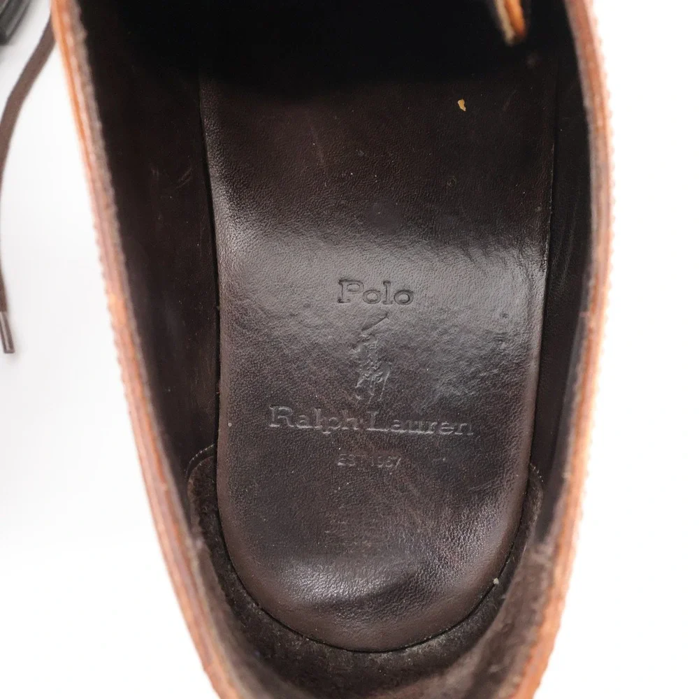 Polo Ralph Lauren Lug Sole Derby Shoes Brown Mens 9.5 D - Missing Insole